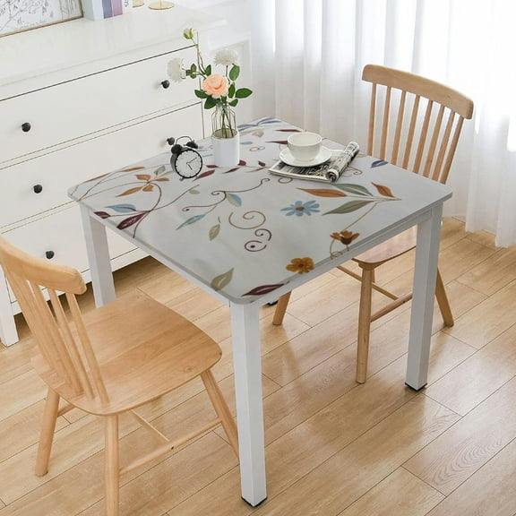 BANET Heavy Duty Vinyl Tablecloth Beige Square Table Cloth Waterproof Wipeable Oilcloth Tablecloths for Rectangle Tables white