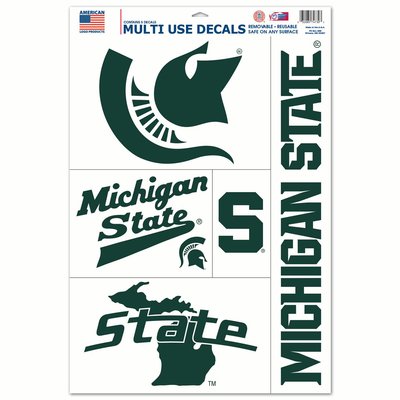 4 Inch Baseball Decal MSU Michigan State University Spartans Logo Removable Wall Sticker Art NCAA Home Room Decor 4 by 4 Inches