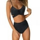 thumbnail image 1 of Trajes de baño de dos piezas con cuello halter y cintura alta para mujer, con tiras cruzadas, tallas S-XL, 1 of 7