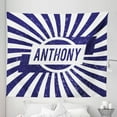 thumbnail image 1 of Anthony Tapestry, Masculine Given Name with Weathered Appearance on Retro Stripes, Fabric Wall Hanging Decor for Bedroom Living Room Dorm, 5 Sizes, Navy Blue and White, by Ambesonne, 1 of 1