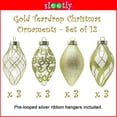 thumbnail image 2 of SLEETLY 12pk Christmas Tear Drop Finial Hanging Pendant Ornaments for Tree Holiday Xmas Decorations, Long 4 inch Big Shatterpoof Plastic, Gold, 2 of 10