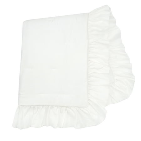UPC: 0084122010161 | Lambs & Ivy Signature White Cotton Sateen Ruffle Baby/Toddler Quilt