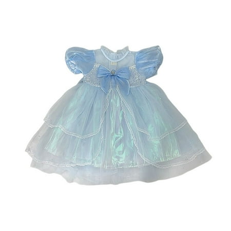 

HuaAngel Girls Miracle Blue Sparkling Sheer Ribbon Vintage Princess Dress X449 Sizes 3T-8