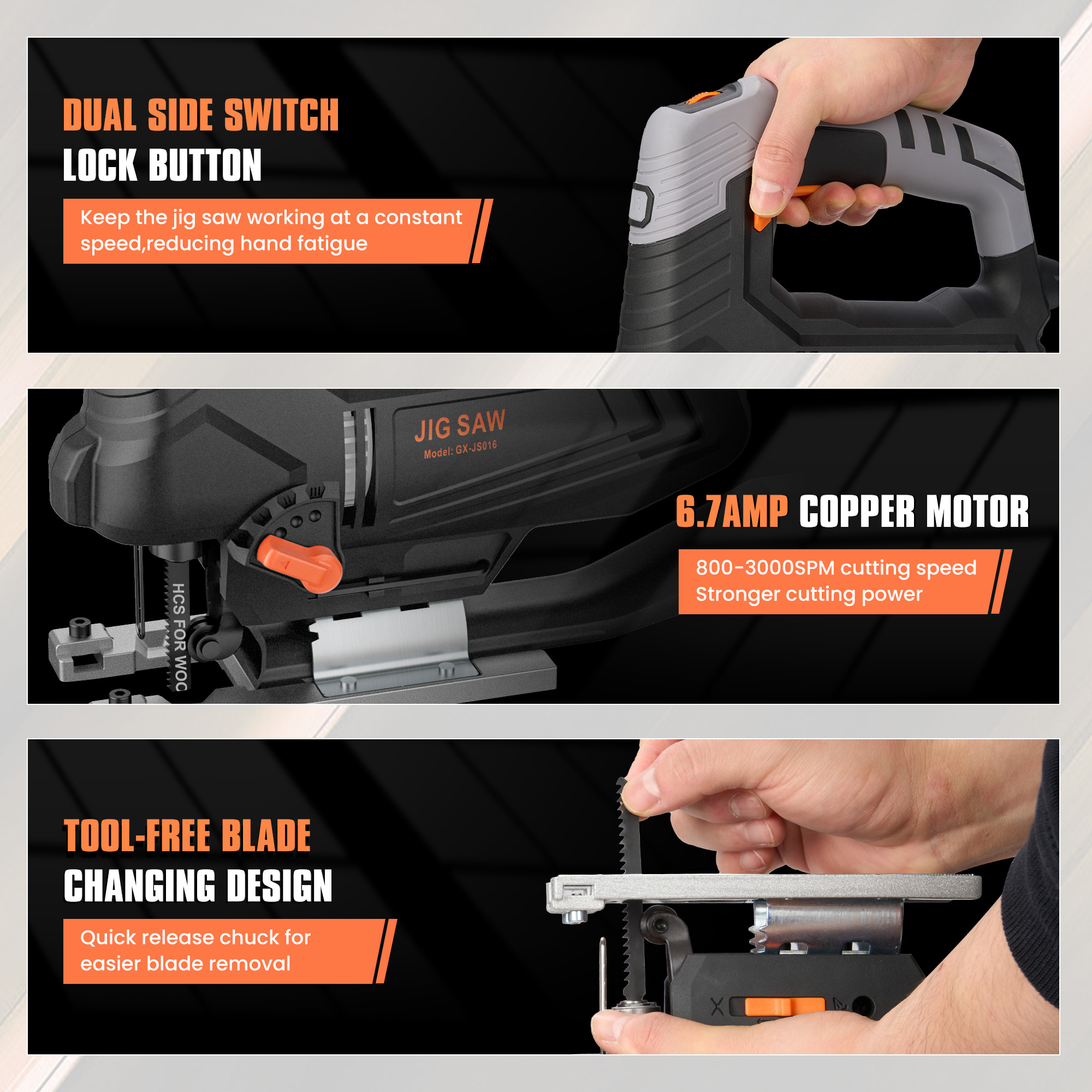 Naipo Engindot 800W Jigsaw with 6 Variable Speed and Laser photo 2
