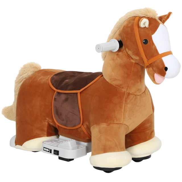 Qaba Ride on Toy, 6V Battery Powered Electric Ride on Horse, Brown