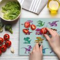 thumbnail image 3 of Jurassic Cutting Board, Dino's Dinosaurs Extinction Funny Comic Cartoon Illustration, Decorative Tempered Glass Cutting and Serving Board, Large Size, Multicolor, by Ambesonne, 3 of 5