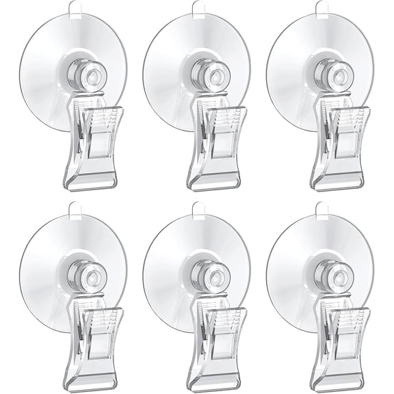 ACDANC 6 Pcs Aquarium Suction Cups with Clips, Clear Plastic Fish Feeding Tool, Plant Leaf Seaweed Clips, Veggie Feed Holder, Underwater Fish Feeder, Fish Tank Accessories