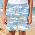 thumbnail image 2 of Bobifish Toddler Boys Beach Shorts Coconut Tree Printed Drawstring Swim Trunks Loose Fit Boys Warm Weather Shorts, 2 of 4