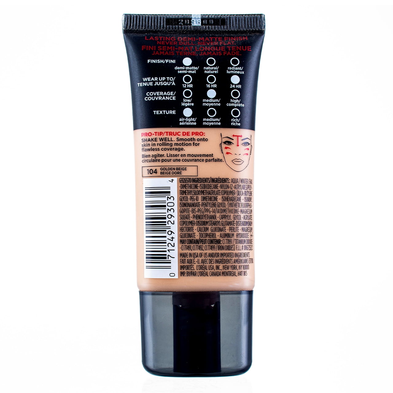 L'Oreal Paris Infallible Pro-Matte Foundation, Golden Beige [104] 1 oz (Pack of 3)