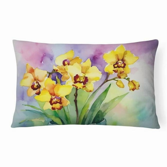 16 x 12 in. Unisex Orchids in Watercolor Fabric Decorative Pillow