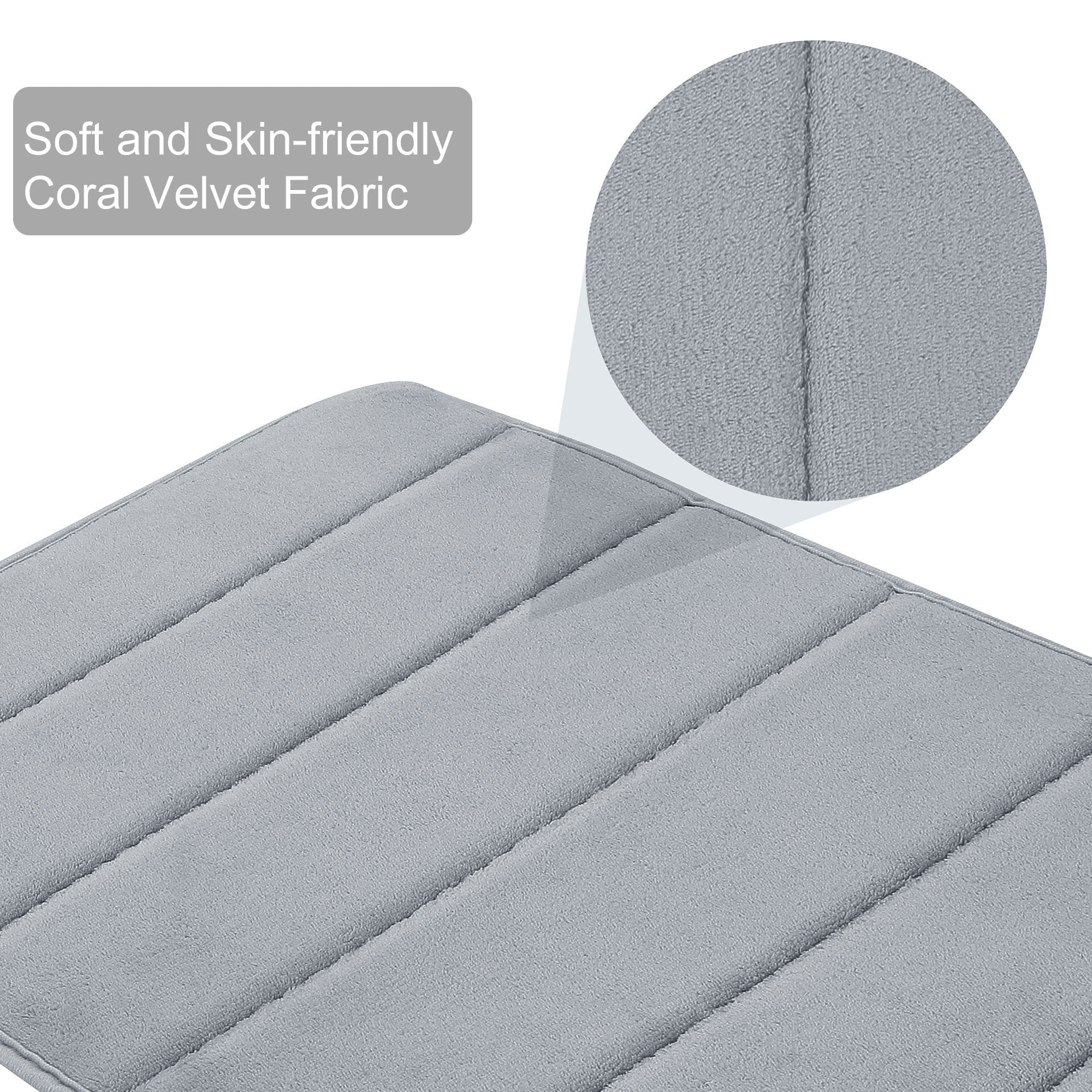 Unique Bargains Solid Contemporary Memory Foam Bath Rug Silver Gray 32"x20"