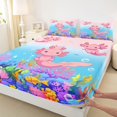 thumbnail image 5 of Meiyoeat Cartoon Sea Salamander Bed Sheets 4-Piece, Cartoon Ocean Animal Full Size Sheets, Pink Blue, 5 of 6