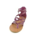 thumbnail image 4 of Bamboo Criss Cross Ankle Strap Back Zipper Flat Sandals, 4 of 5