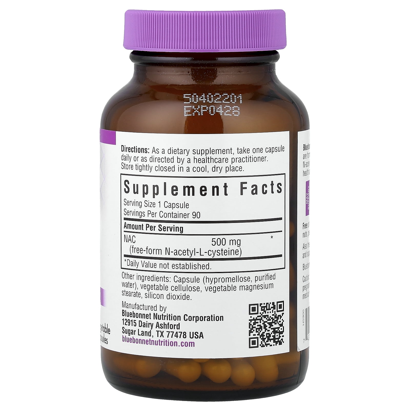 Bluebonnet NAC Supplement N-Acetyl-L-Cysteine 500mg - Cellular & Immune Support - 90 Days