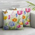 thumbnail image 3 of HENGT  Spring Floral Pillow Cover,Tulips Lavender Flower Butterfly Throw Pillows Case Farmhouse Decorative Square Cushion Covers for Indoor Outdoor Couch Bed, 3 of 5