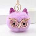 thumbnail image 3 of Owl Pom Pom Keychain Fluffy Cute Owl Keychain Faux Animal Fur Pom Pom Keychain for Bag Decor - Khaki, 3 of 6