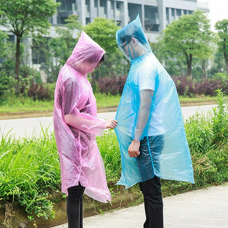 New Emergency Disposable Rain Coat Raincoats Hood Poncho B5H2