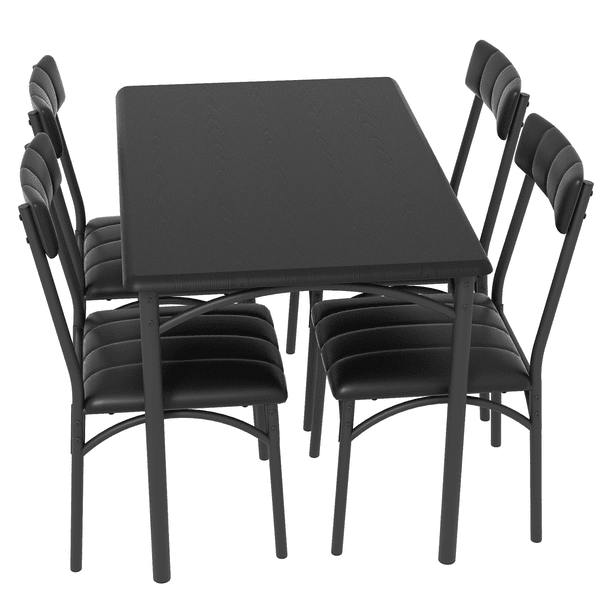 Juego de Comedor Pequeño para 4, Juego de Mesa Cuadrada para Cocina, Mesa de Comedor de 5 Piezas con Sillas Tapizadas en PU, Juego para Espacios Pequeños, Departamento