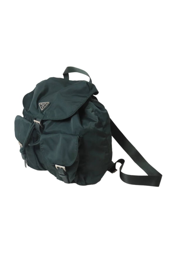 Pre-Owned PRADA Prada Backpack Nylon Leather Green (Fair)