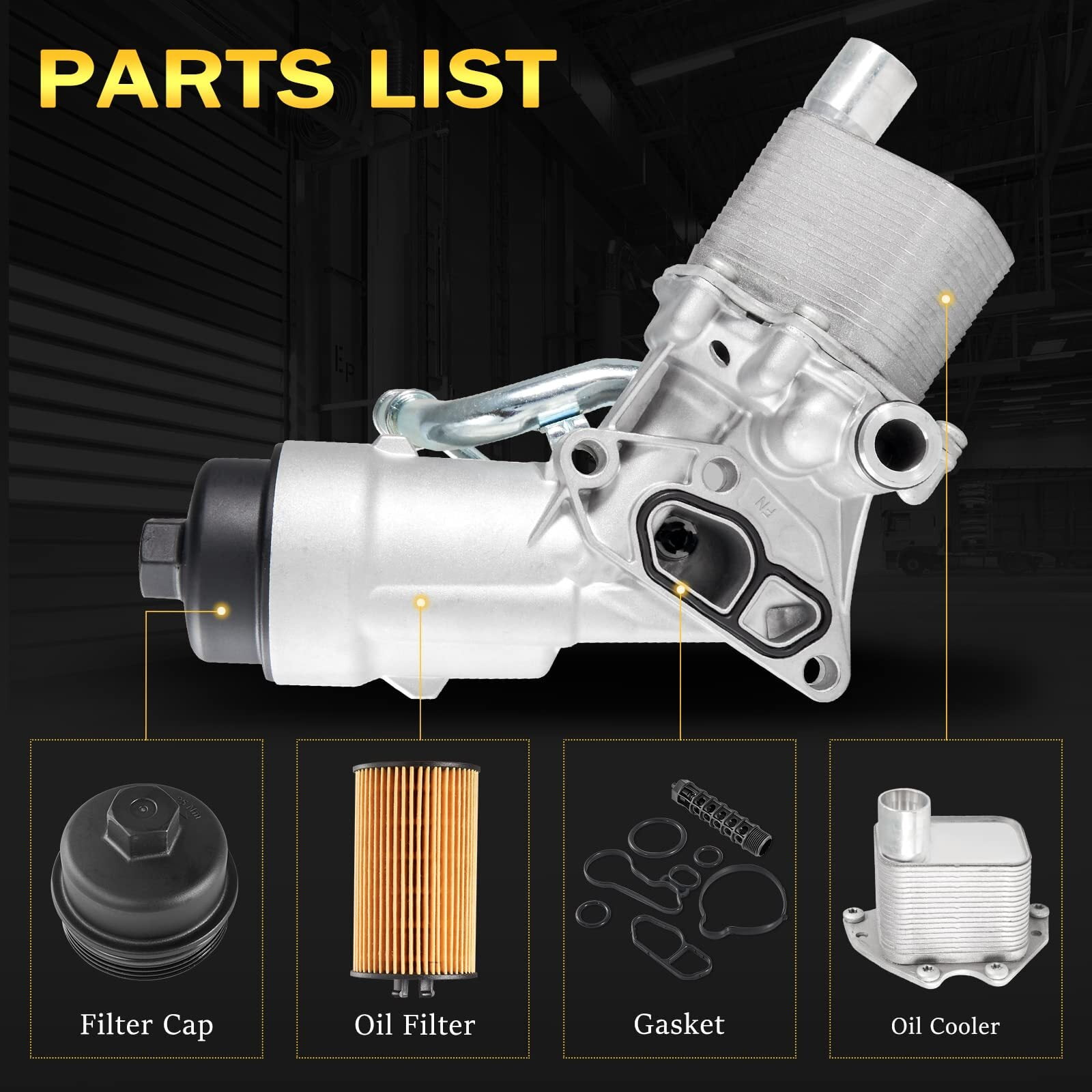 Engine Oil Cooler Filter Housing Kit with Extra Gaskets Compatible with 2011-2021 Buick Encore Chevy Cruz Cruze Limited Sonic Trax 1.4L