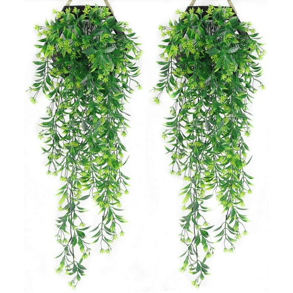 Sinhoon Artificial Ivy, Hanging Vine Plastic Plants Grass Leaves Foliage Vines, UV Resistant Greenery Fake Flowers for Home Indoor Outdoor Garden Door Wall Wedding Party DIY Decoration - Green 4 Pack