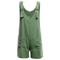 thumbnail image 3 of Avamo Summer Women Strappy Linen Overall Teen Girls Casual Beach Bib Pants Short Pants Rompers Playsuit Plus Size, 3 of 4