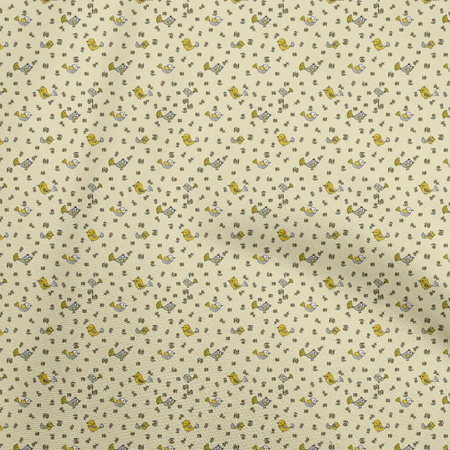 oneOone Rayon Yellow Fabric Bird Fabric For Sewing Printed Craft Fabric By The Yard 56 Inch Wide