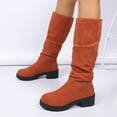 thumbnail image 5 of Women's Slouchy Knee High Boots Platform Suede Tall Riding Booties Comfortable Wide Calf Dress Long Boots, 5 of 7