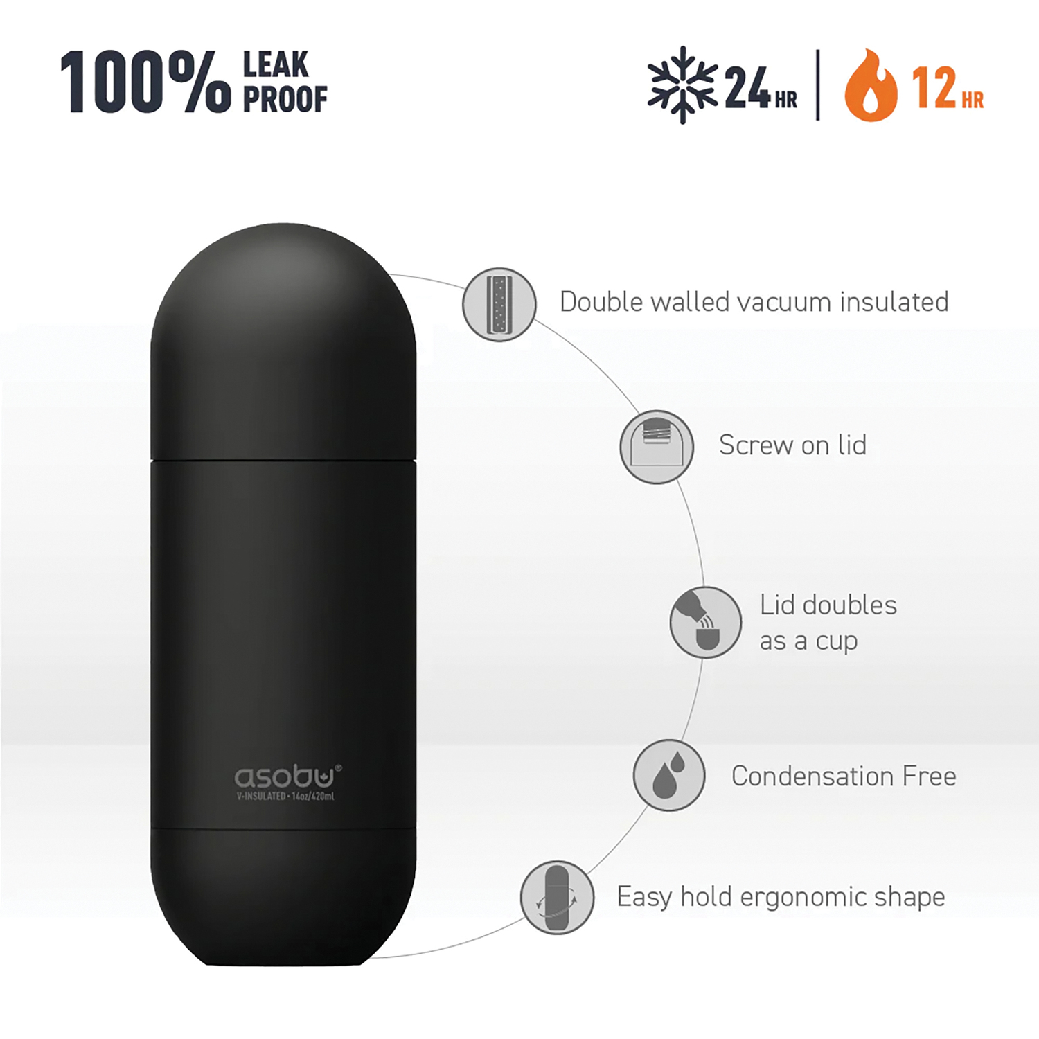 14-Oz. Orb Water Bottle (Silver), SBV30SILPT