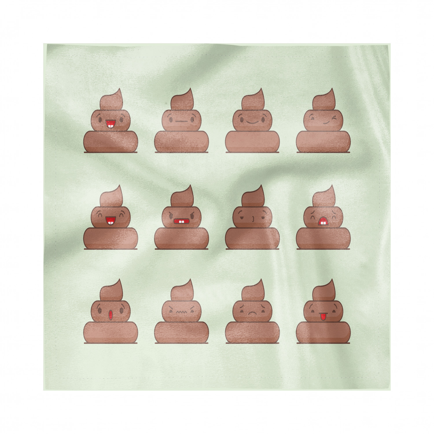 Poop Emoji Decorative Satin Napkins Set of 4, Repeating Pattern of