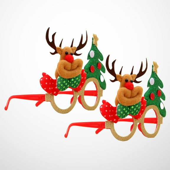 ELAYARD 2Pcs Party Sunglasses Christmas Glasses Fun Deer Frame Lightweight Comfortable
