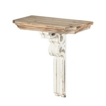 CC Home Furnishings 22" White and Brown Antique Finish Contemporary Wall Shelf