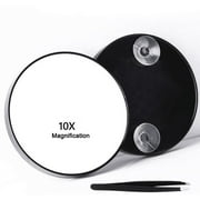 Wattne 10X Magnifying Mirror, 10X Magnifying Mirror Suction Cup and Tweezers, As a Mganifying Makeup Mirror, Pocket Mirror Set for Eyes Makeup 3.5 Inches