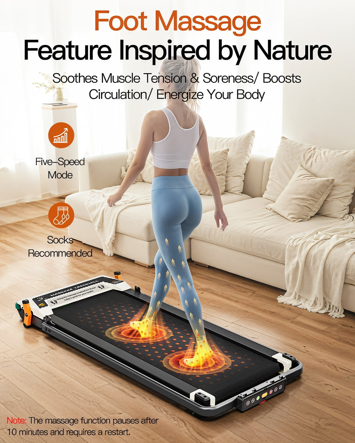 Treadmill with  5Level Auto Incline - Dual-Sided  Treadmill with Foot Massage, 2.5HP Multiple Control Options & Data Panels , 330 lb Capacity for Holiday gift