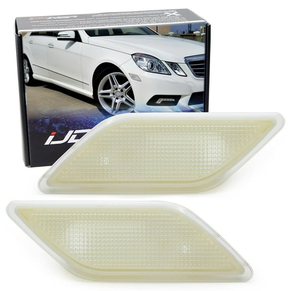 Euro OEM-Spec Clear Lens Front Bumper Side Marker Lamp Housings For Mercedes 2010-2013 W212 E-Class E300 E350 E550 E63 AMG 4-Door Sedan/Wagon