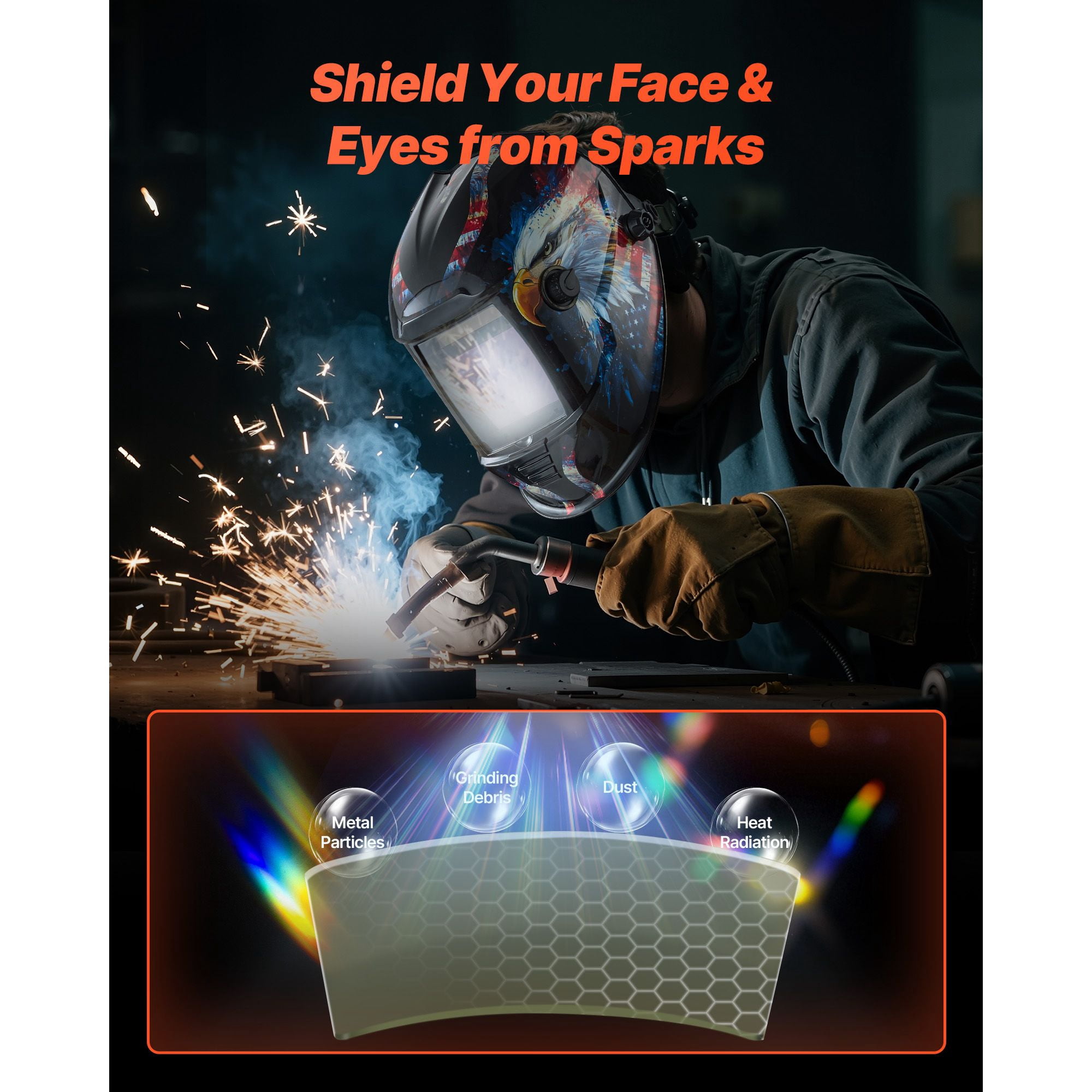 Welding Helmet Outside Cover Lens Clear, 4.76x4.65in Outer Protective Plate, Premium Durable Polycarbonate Replacement Lens for Welding Mask
