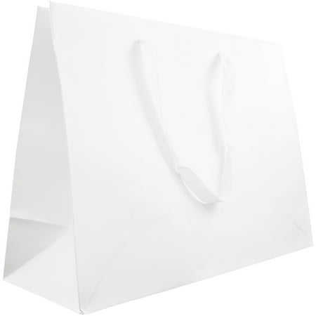 JAM Paper Heavy Duty Matte Horizontal Gift Bags, XL, 17 x 13 x 6, White ...
