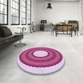 thumbnail image 3 of Ahgly Company Indoor Round Patterned Pink Lemonade Pink Area Rugs, 7' Round, 3 of 6