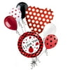 7 pc Ladybug I Love You Checkerboard Happy Valentines Day Balloon Bouquet Kiss
