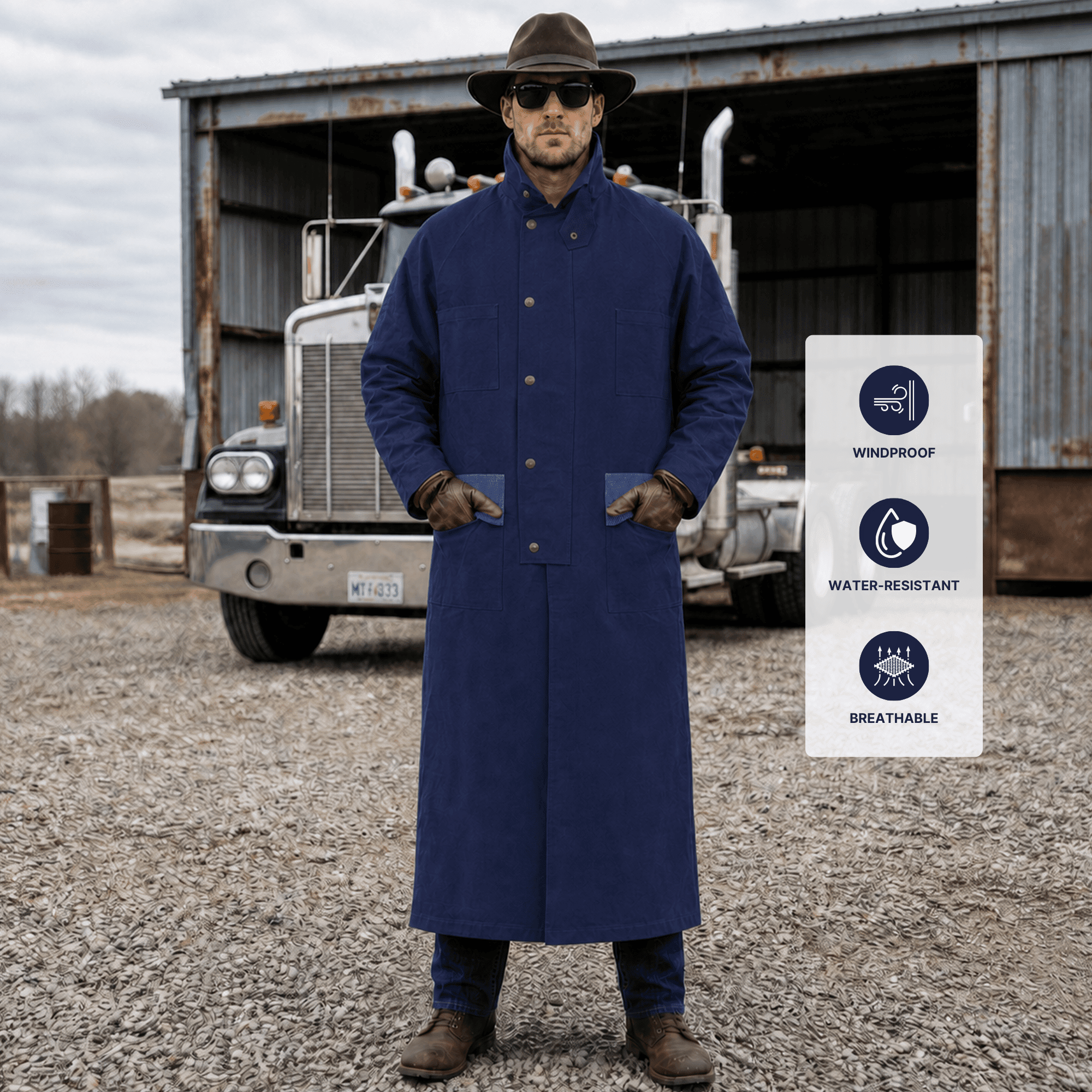XL Mens Oilskin Western Australian Waterproof Duster Coat Jacket