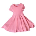 thumbnail image 4 of Fgnfyis Toddler Dress Short Sleeve Rib Knit Solid Color Casual Party Girls Toddler Kids Girls Summer Dresses Pink 6-7 Years, 4 of 8