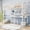 White tube + washed gray tabletop, variant on BouPower Twin Size Heavy Duty Metal Loft Bed with Large Desk & Storage Shelves, Safety Guardrail Ladder Steel Slat Support No Box Spring Needed Space Saving Frame