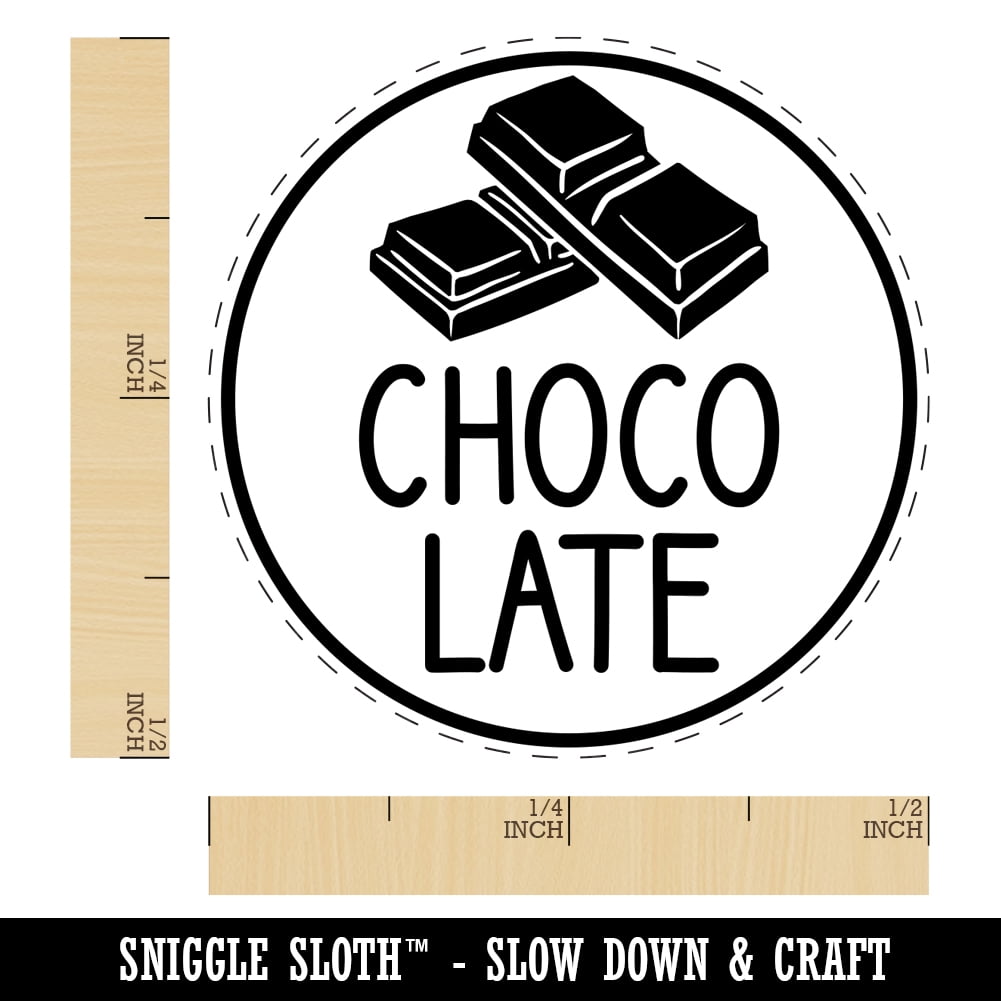 Chocolate Text with Image Flavor Scent Self-Inking Rubber Stamp Ink Stamper - Dry Pad (No Ink) - Mini 1/2 Inch