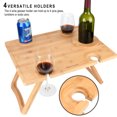 thumbnail image 5 of Tirrinia Outdoor Wine Picnic Folding Portable Bamboo Table 17" x 12.6", Camping with Glasses & Bottle Holder for Concerts at Park beach, 5 of 7