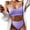Purple, variant on Women Sexy 2 Pieces Bikini Set Scoop Neck Push Up Padded Ribbed Micro Swimsuit High Waisted Neon Solid Color Bathing Suit Beachwear
