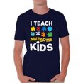 thumbnail image 1 of Awkward Styles Men's Autism Awareness Puzzle Graphic T-shirt Tops I Teach Awesome Kids, 1 of 4