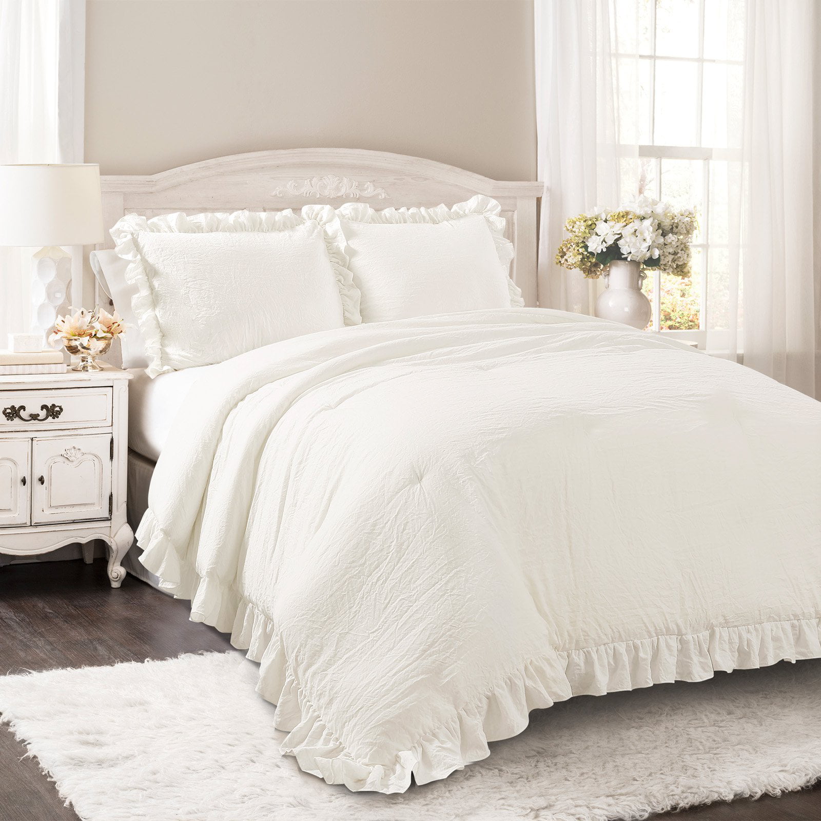 Reyna Comforter White 3Pc Set Full Queen Walmart com