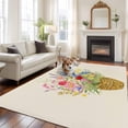 thumbnail image 2 of Spring Flowers Basket Area Rugs 5'x7', Washable Small Throw Rugs for Laundry Room Playroom, Vintage Colorful Floral Indoor Outdoor Rug Non-Slip Low Pile Carpet Runner Reversible Floor Mats, 2 of 8