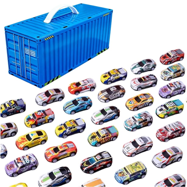 48 unidades de mini coches de tracción hacia atrás, 3 estilos, metal y ABS, con garaje y mapa, juego interactivo para niños de 4 a 14 años, desarrollo de habilidades motoras