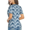 thumbnail image 3 of Vsdgher Blue Shells Women Shirts V Neck Short Sleeve Tops T-Shirt Basic Tees, S to 3XLSmall, 3 of 5